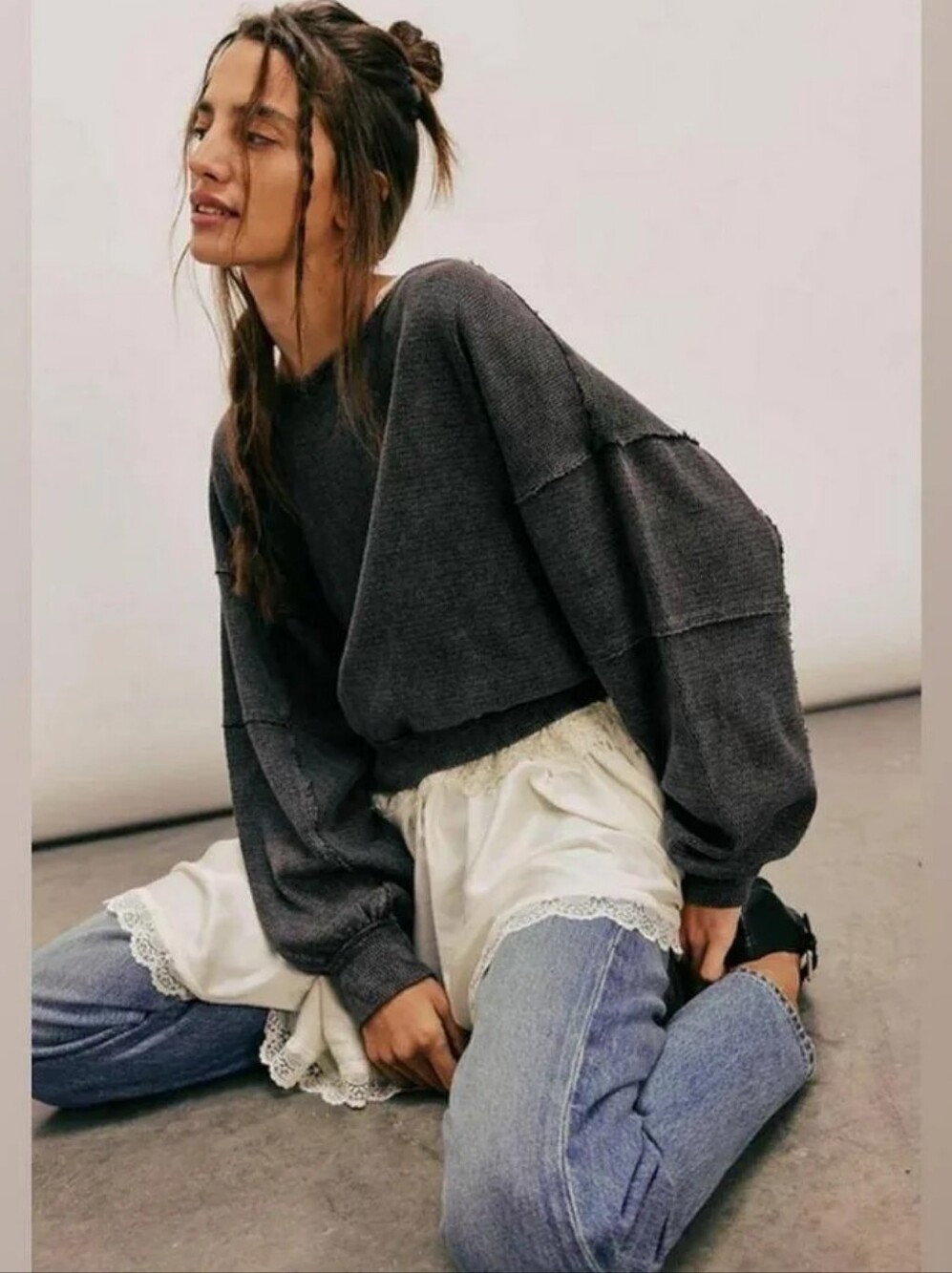 Free People We The Free sz M Ife Pullover In "Black"